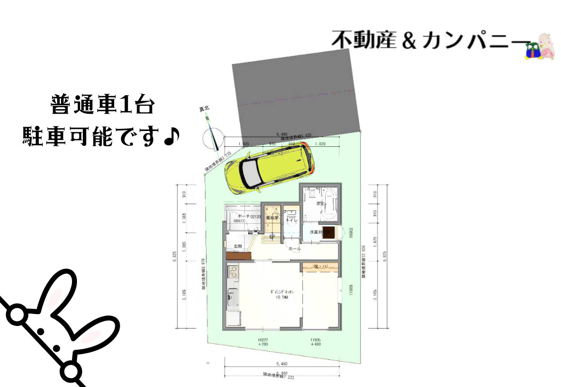 Maison du Mode椿　松山市古川西3丁目の新築戸建の区画図|普通車1台駐車可能です