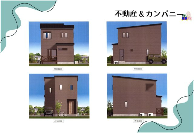 古川西三丁目売土地（建物プランあります）の完成予想図|1階リビングプラン立面図