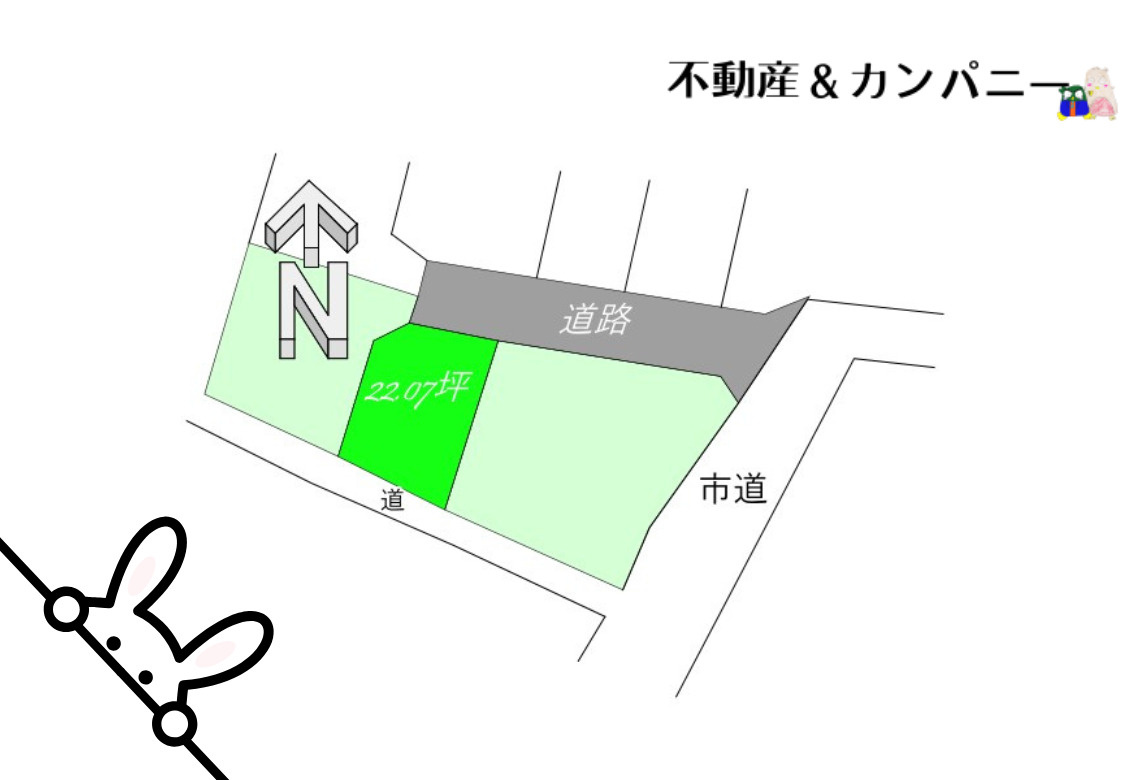 古川西三丁目売土地（建物プランあります）の土地図
