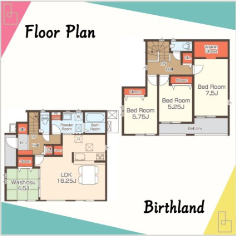 新築戸建・建売　町庭坂字一本杉　GRAFARE　全4棟の間取り|【4LDK】全室南向きで陽当たり良好！
