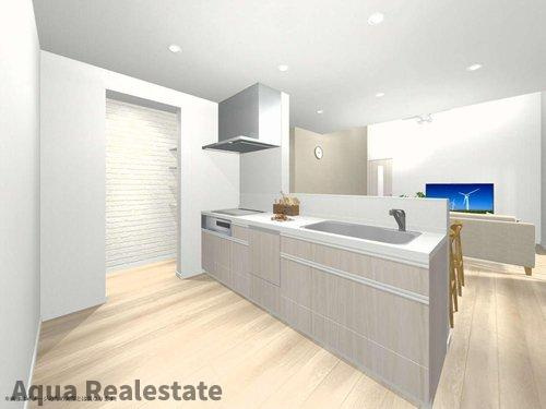 さぬき市志度の新築一戸建のキッチン|コンパクトなキッチンで掃除もラクラク