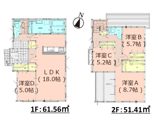 【間取り】 | 糟屋郡志免町志免中央3丁目1期　2号棟（全2棟）【仲介手数料無料・0円】 | 平日、土日祝日もお好きな日時にご見学可能です。お気軽にお問合せ下さい。