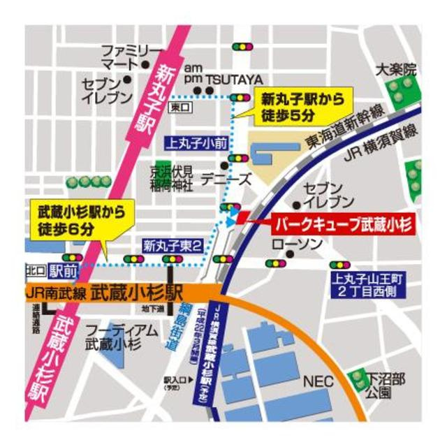 パークキューブ武蔵小杉の地図