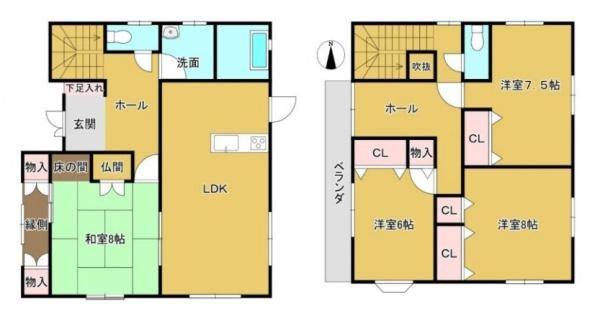 大和郡山市小南町　一戸建の間取り