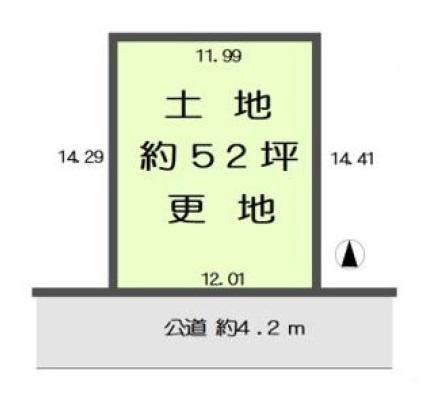 北葛城郡河合町泉台３丁目　建築条件なし土地の土地図