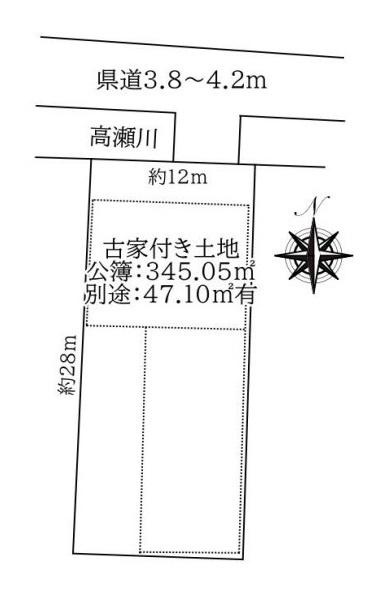 天理市櫟本町　建築条件なし土地の土地図