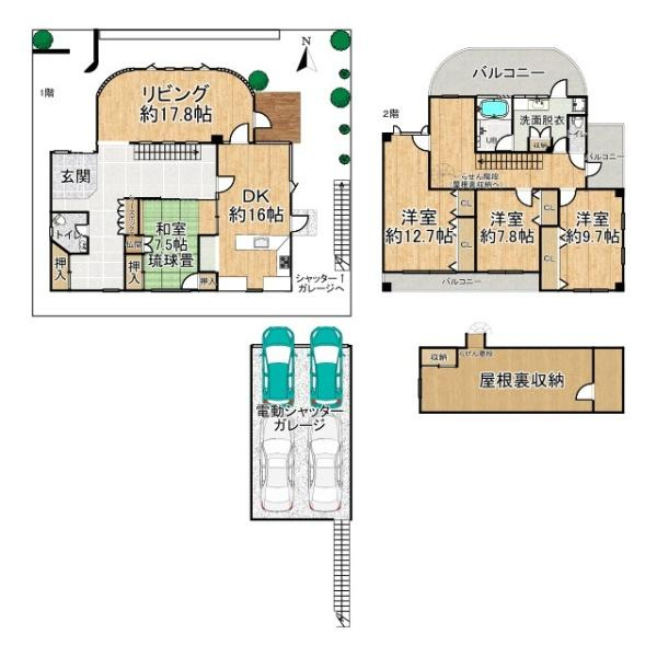 香芝市旭ケ丘３丁目　一戸建の間取り
