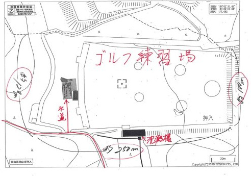 津山市押入　ゴルフ練習場の地図