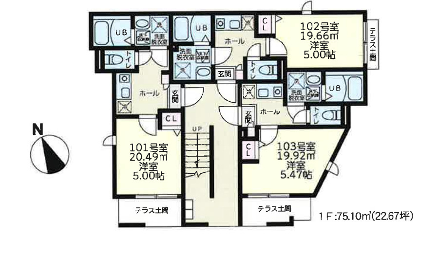 座間市南栗原4丁目　収益アパートの間取り