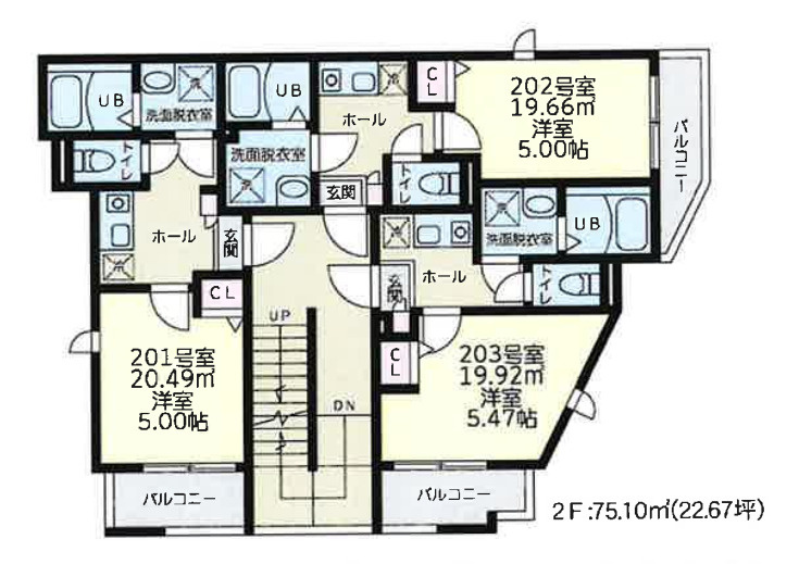座間市南栗原4丁目　収益アパートの間取り