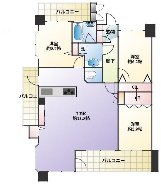 【間取り】 | アダージュ原五番館☆仲介手数料無料☆