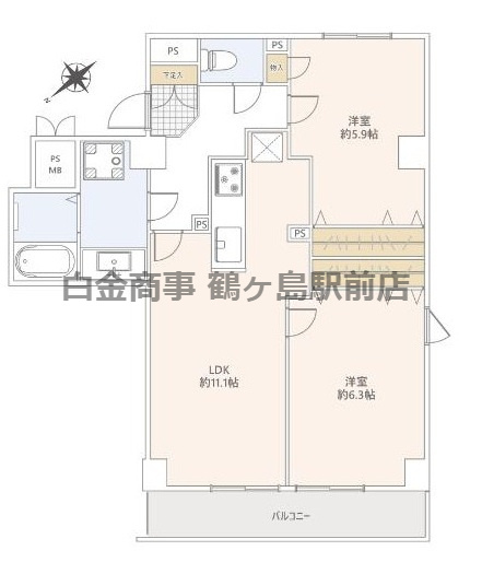 鶴ヶ島駅通りダイカンプラザの間取り