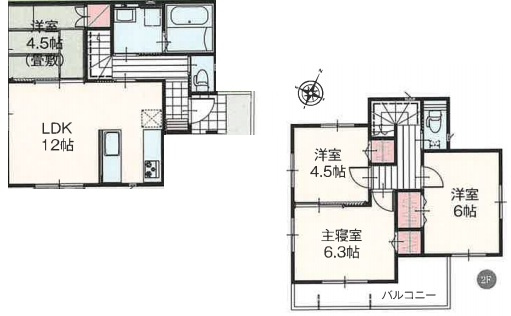 北本市中丸2丁目　新築一戸建て　いろどりアイタウン　01の間取り|北本市中丸2丁目　新築一戸建て　いろどりアイタウン　01、4LDK、土地面積100m2、建物面積79.07m2