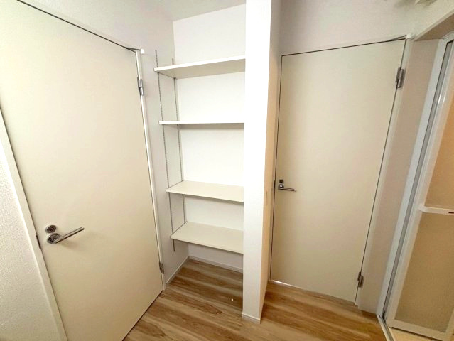 武3丁目　新築戸建ての収納|洗面所には可動棚もあり日用品も整理できます。