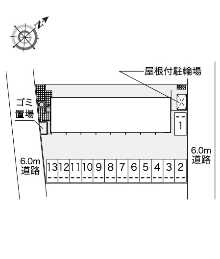レオパレスミドリノBの区画図