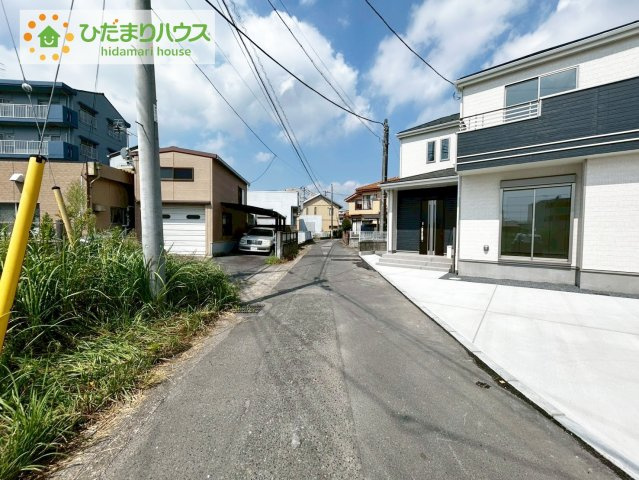 日立市水木町2丁目　新築戸建の前面道路含む現地写真|南西道路に面していて日当たり良好☆