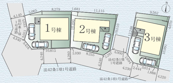 藤沢市善行坂1期　新築戸建　全3棟2号棟の区画図