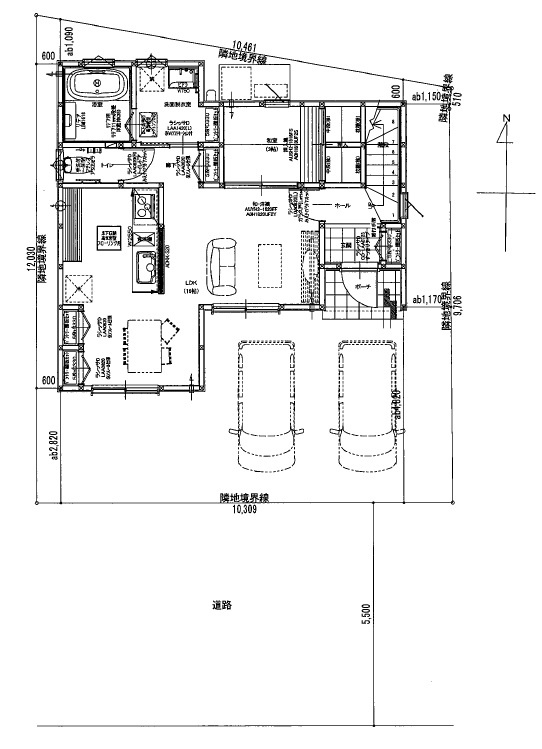 福井東町　建築条件付き　売土地　Ｌ号地の土地図＋建物プラン例