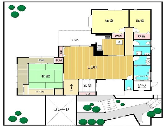 堺市南区晴美台3丁お庭付き平屋の戸建ての間取り