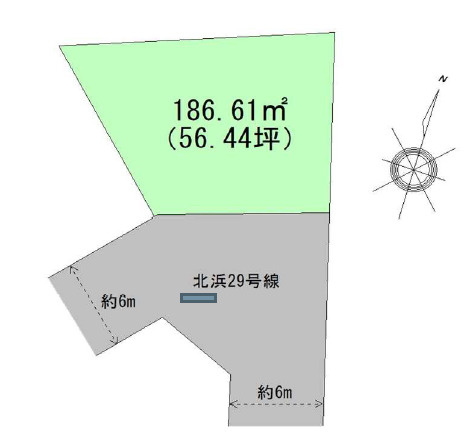 高砂市北浜町北脇　土地の土地図|敷地約56.44坪です。