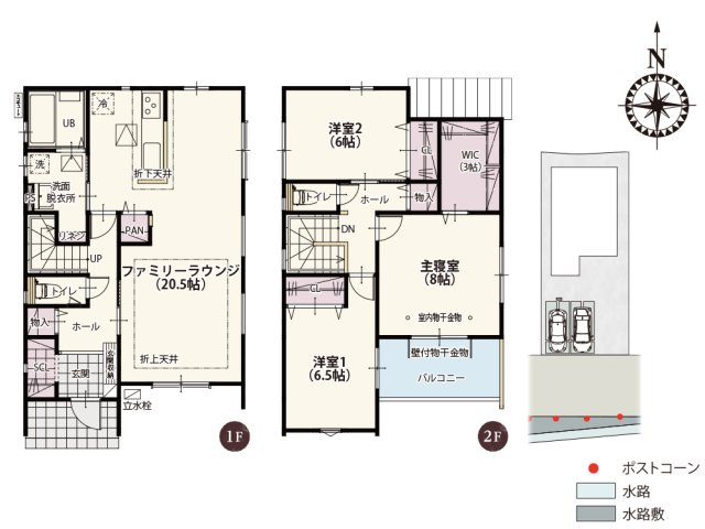【間取り】 | 全居室二面採光の明るい家。リビングは東側に窓を複数設けることでお部屋の奥まで自然光が届きやすい間取りに仕上げました♪