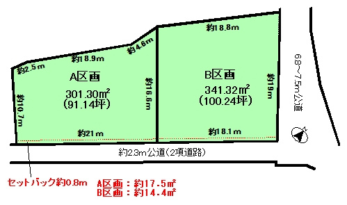 つくば市上野　A区画の土地図