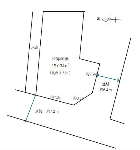加古川市加古川町大野　土地の土地図|敷地約60坪です。