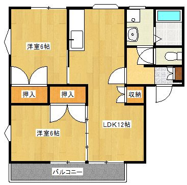 上津コーポB棟の間取り|使い勝手の良い間取りです♪