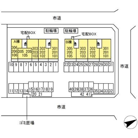 D-ROOM NISHIBARU　A棟の区画図