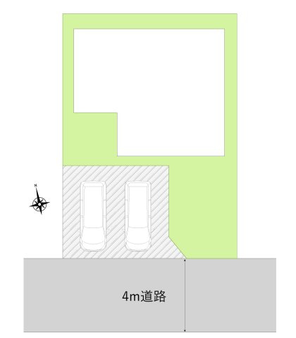 川越市大字久下戸の中古一戸建の区画図|敷地ゆとりの48坪、カースペース2台分、お庭付、南向きの明るい立地です。