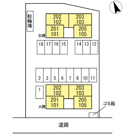 レセンテSFK　B棟の区画図