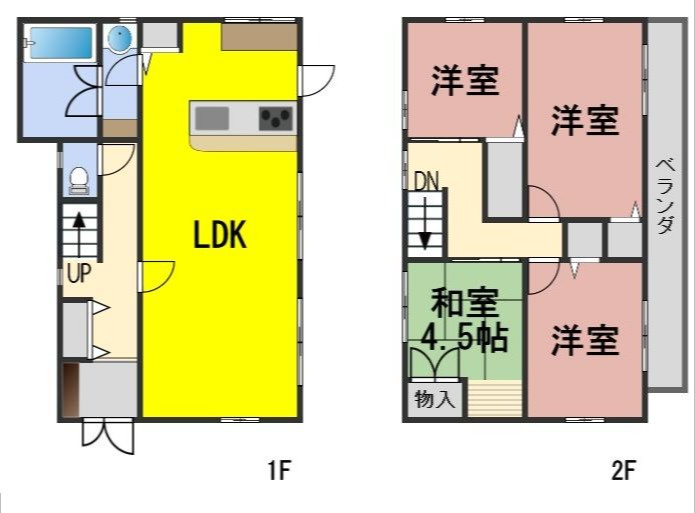 ６５５２７　岐阜市太郎丸貸家の間取り