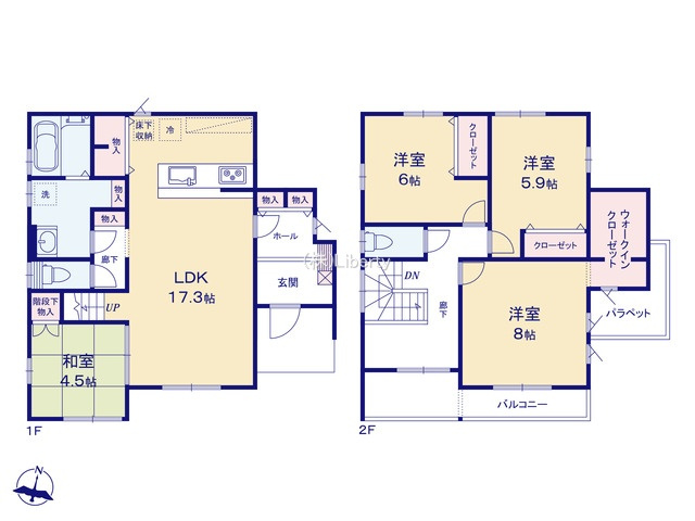 古河市女沼　新築戸建　8号棟の間取り