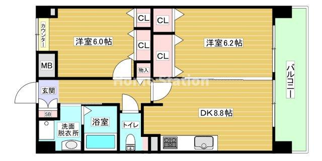 【間取り】 | ビバーチェ鷺洲