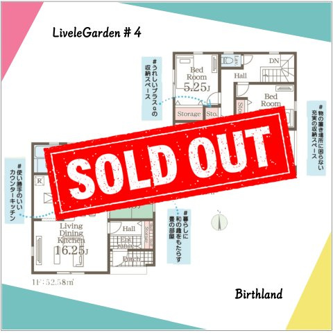 新築戸建・建売　平下神谷第7　Livele Garden　全4棟の区画図|駐車スペース3台可能！