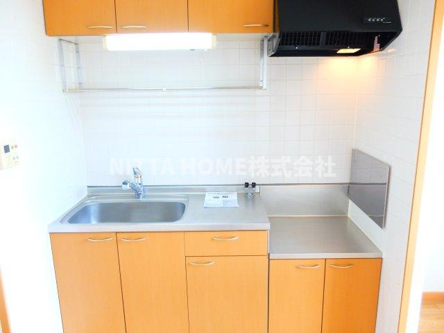 フィーレＢのキッチン|オシャレな色合いのシステムキッチンです〇