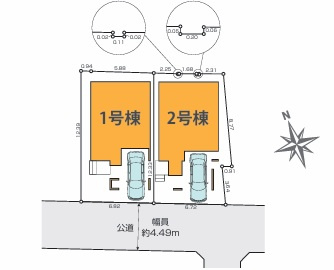 上荻3丁目・新築戸建・1号棟の区画図