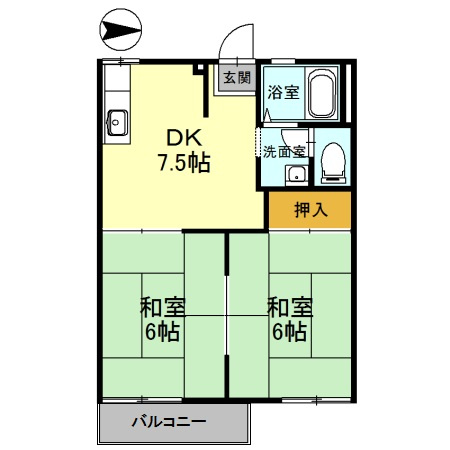 ファミールコーポ高屋9の間取り|２ＤＫでファミリーの方におススメ＊