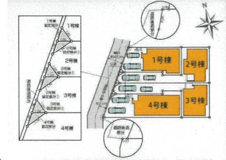 【区画図】 | 海老名市上郷3丁目  2号棟 2期 | 2号棟　西側約4ｍ公道　旗竿地　駐車2台（車種によります）　※敷地の一部が協定地