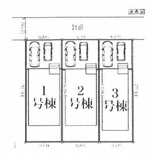 茅ヶ崎市松浪2丁目　新築戸建　全3棟の区画図