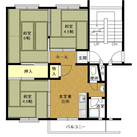 兵庫県公社　伊丹鴻池　５B号棟の間取り