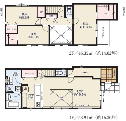 堺市東区北野田新築戸建て　2号棟の間取り
