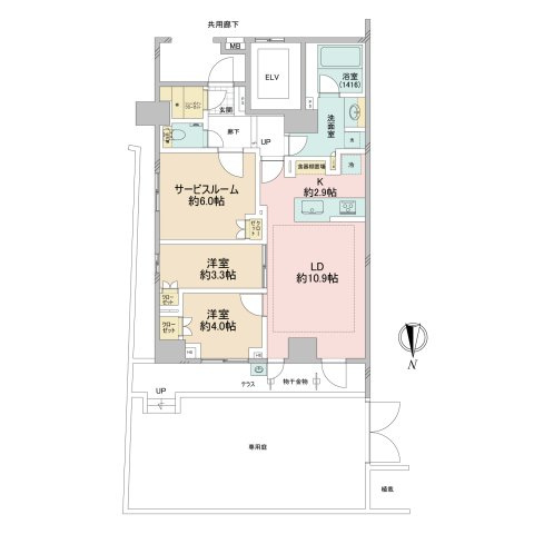 オープンレジデンシア八幡山ステーションサイドの間取り|2LDK+S（納戸）、7280万円、
専有面積64.1m2
