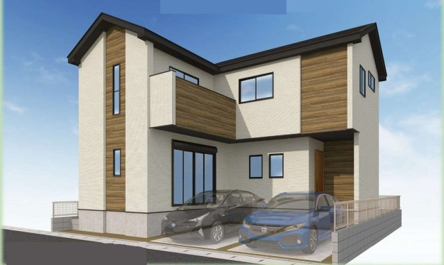 越谷市下間久里新築戸建ての外観パース