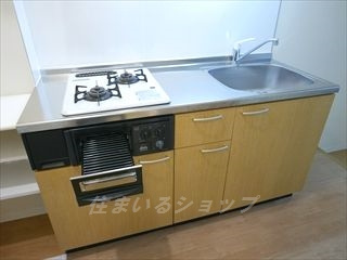 リヴィエール口田のキッチン|２口ガスコンロ・グリル付き