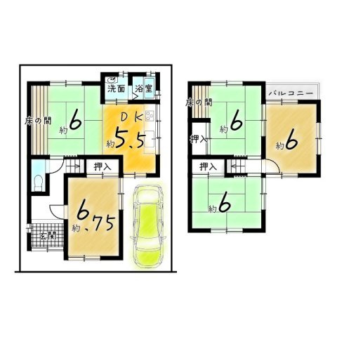 長岡京市今里川原の中古一戸建の間取り