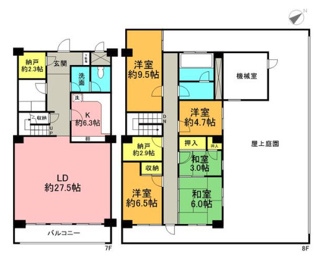 【間取り】 | 【エスポア東山B棟】ルーフバルコニーが楽しめるメゾネット✨️仲介手数料無料✨️東山小学校・東星中学校