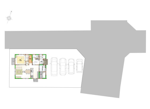 丸亀市前塩屋町①　駐車4台可能　オール電化新築住宅の区画図