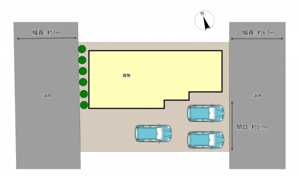 三戸郡五戸町字地蔵岱の区画図|【区画図】3台駐車可能に整備しました。西側道路からも車の乗り入れ可能になりました。