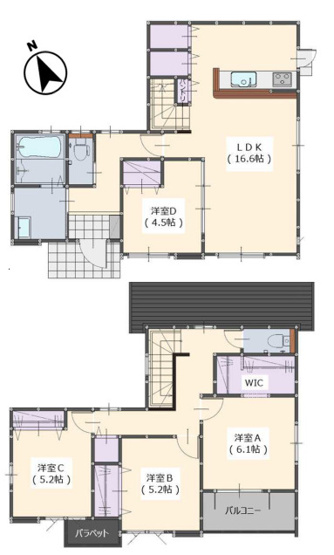 【間取り】 | 大野城市南ヶ丘6丁目3期　2号棟（全4棟）【仲介手数料無料・0円】 | 平日、土日祝日もお好きな日時にご見学可能です。お気軽にお問合せ下さい。